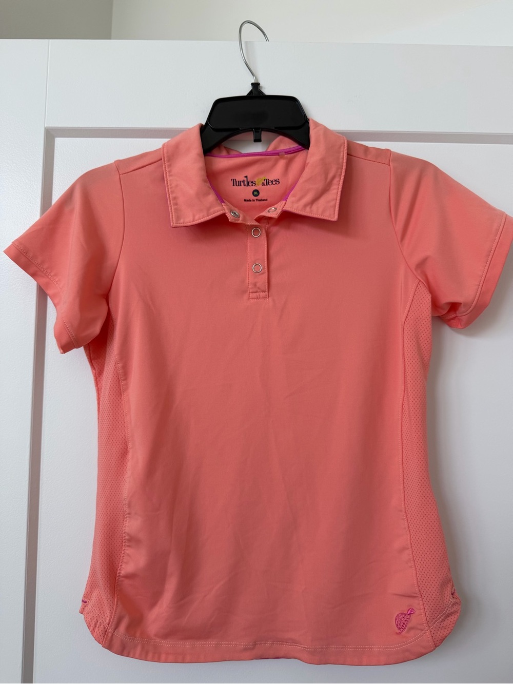 Coral Short-Sleeve Button-Down Polo
